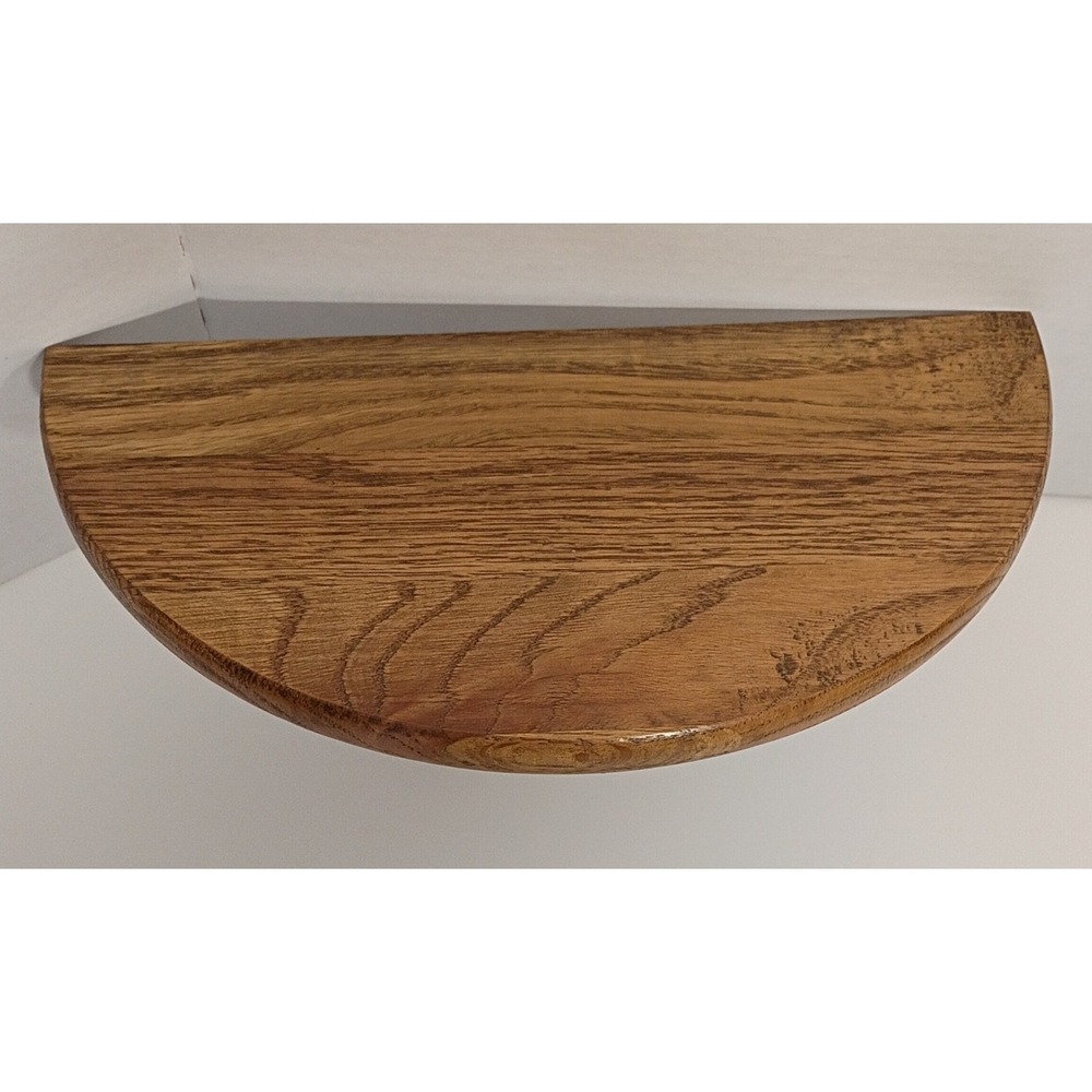 Vintage Solid Oak Half Circle Wall Shelf Sconce MCM Trinket Display 5.75 x9.75" - Picture 6 of 9